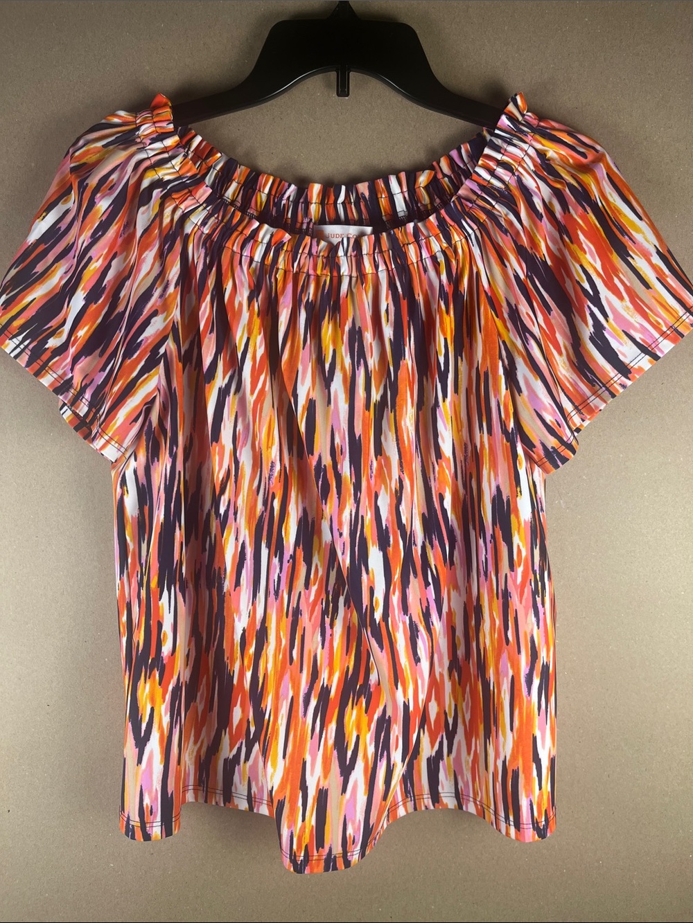 Jude Connally Off Shoulder Top S Abstract Watercolor Print Jude Cloth USA